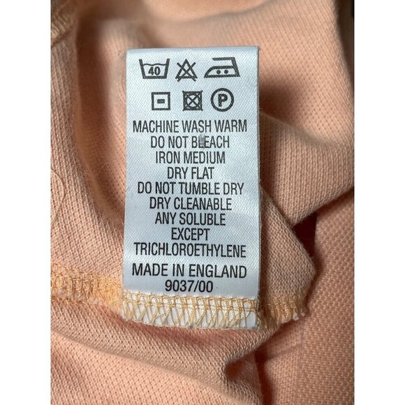 Burberry London Pima Cotton Polo Coral Pink Plaid Collar Made in England Luxury - Picture 8 of 8